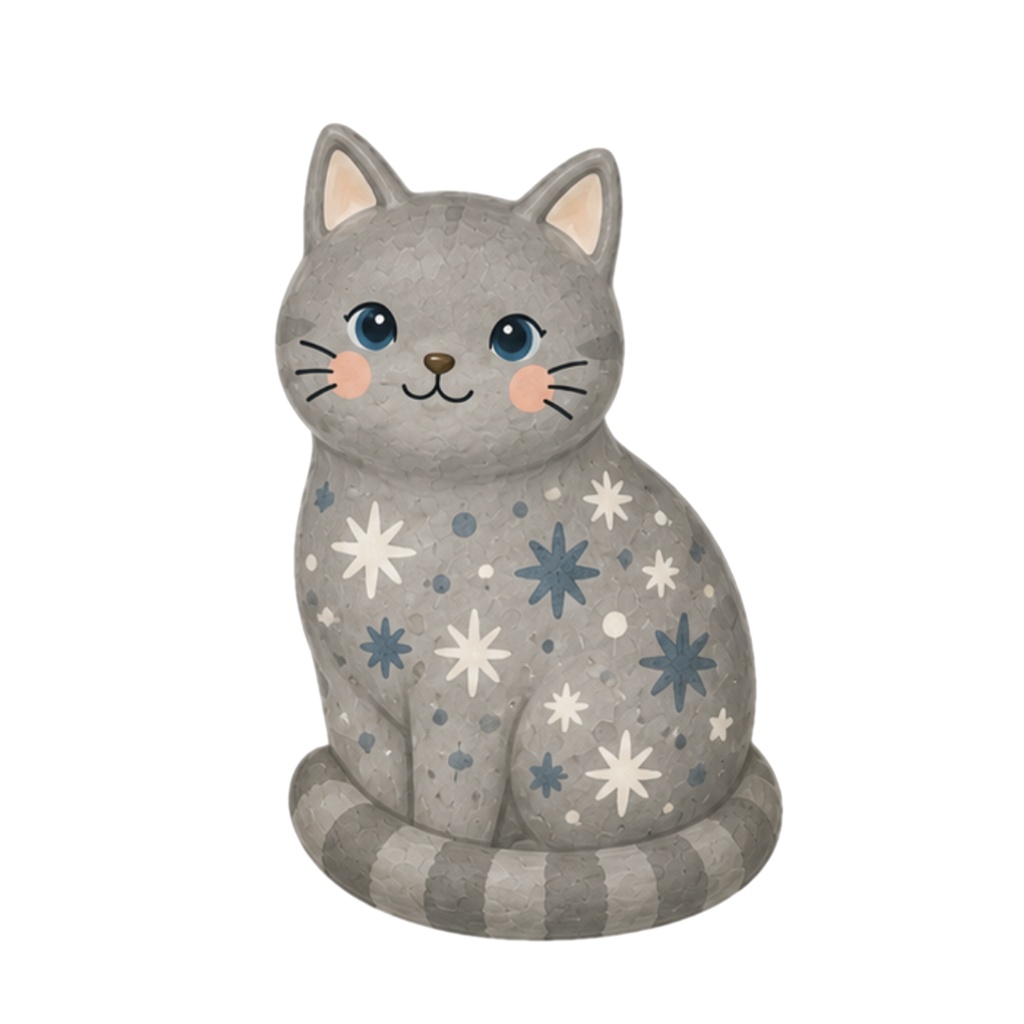 Nordic Ceramic Cats Clipart Collection 30 Matte PNG Illustrations