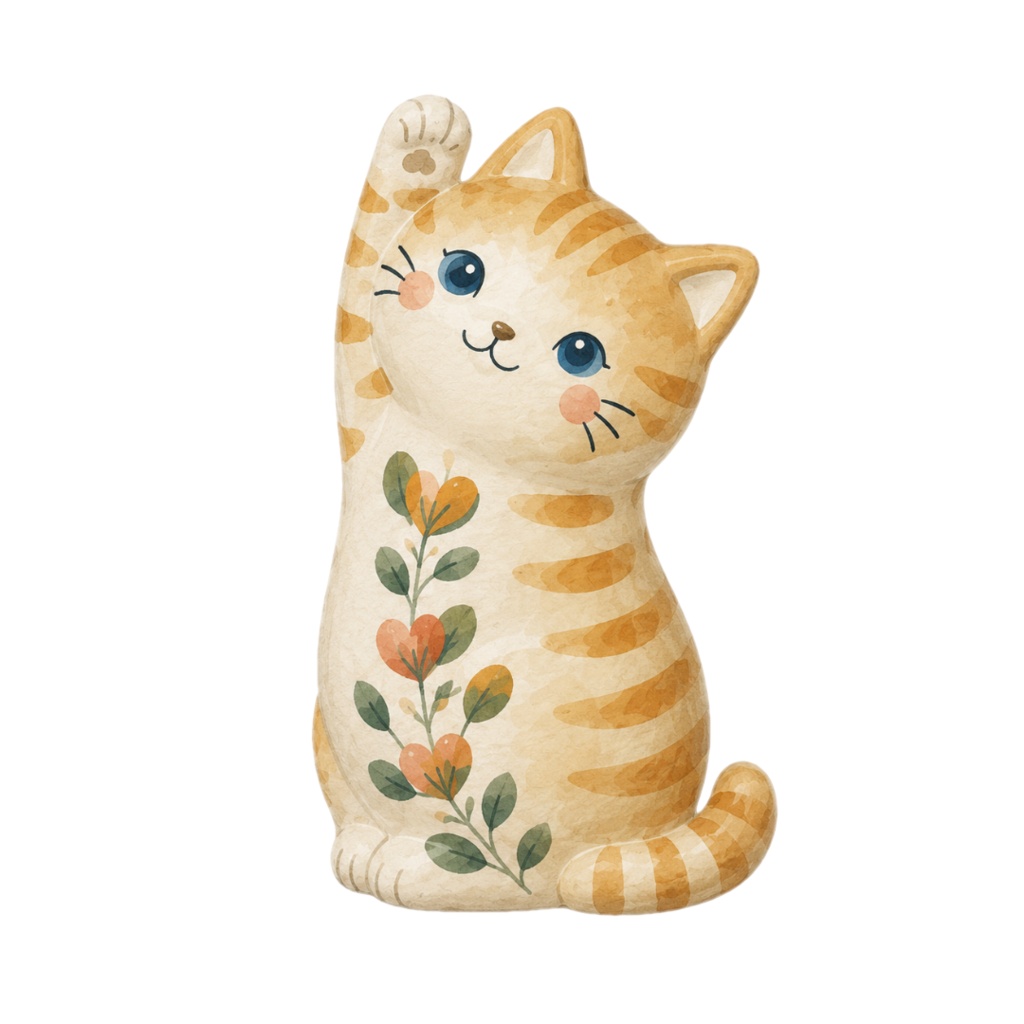 Nordic Ceramic Cats Clipart Collection 30 Matte PNG Illustrations
