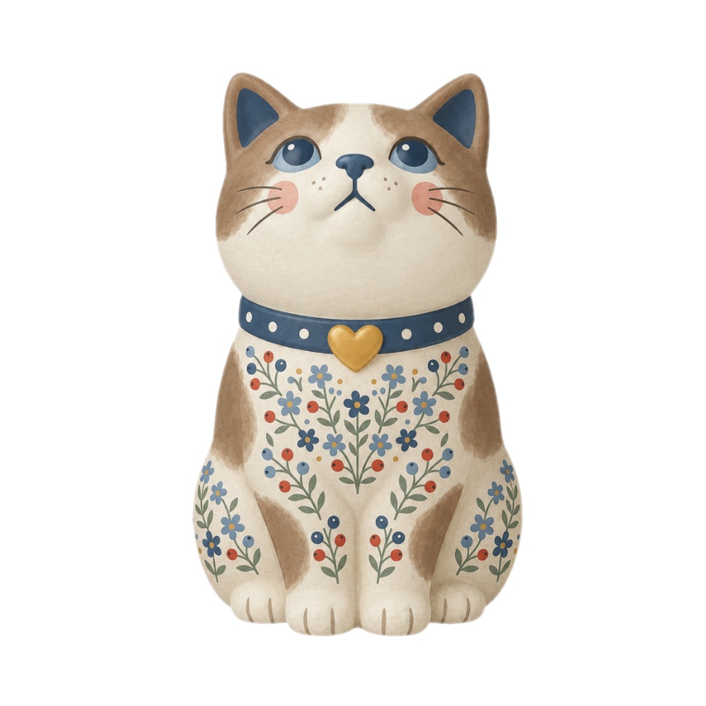 Nordic Ceramic Cats Clipart Collection 30 Matte PNG Illustrations