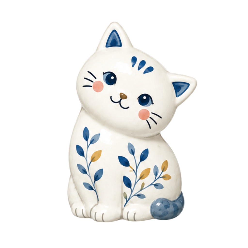Nordic Ceramic Cats Clipart Collection 30 Matte PNG Illustrations