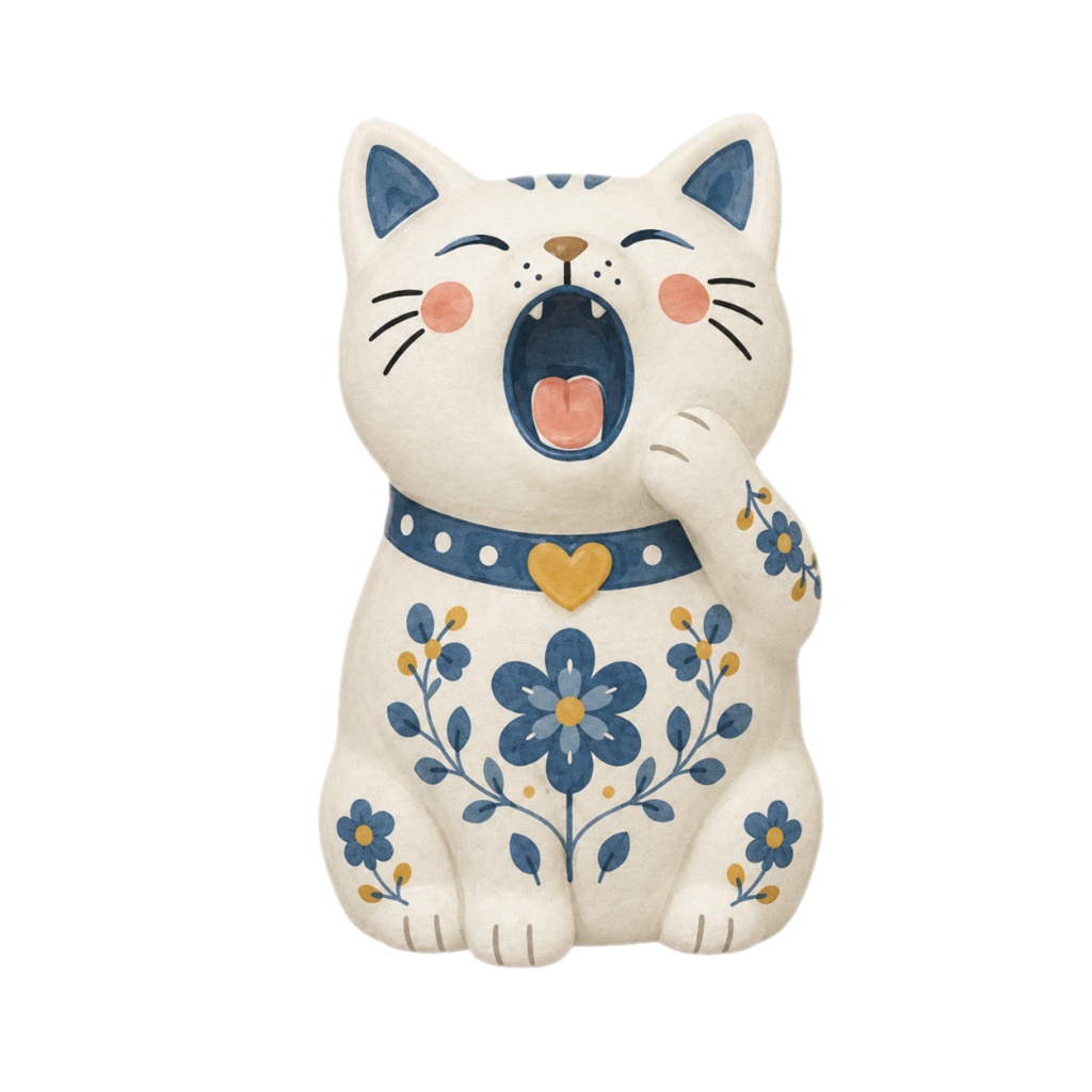 Nordic Ceramic Cats Clipart Collection 30 Matte PNG Illustrations