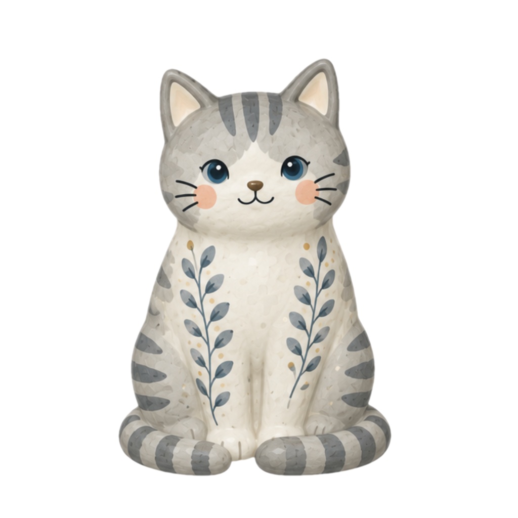 Nordic Ceramic Cats Clipart Collection 30 Matte PNG Illustrations