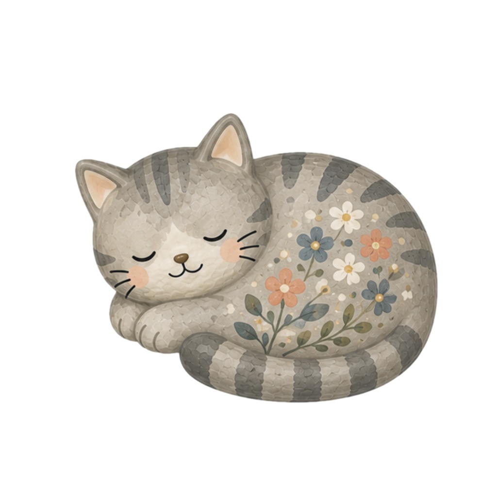 Nordic Ceramic Cats Clipart Collection 30 Matte PNG Illustrations