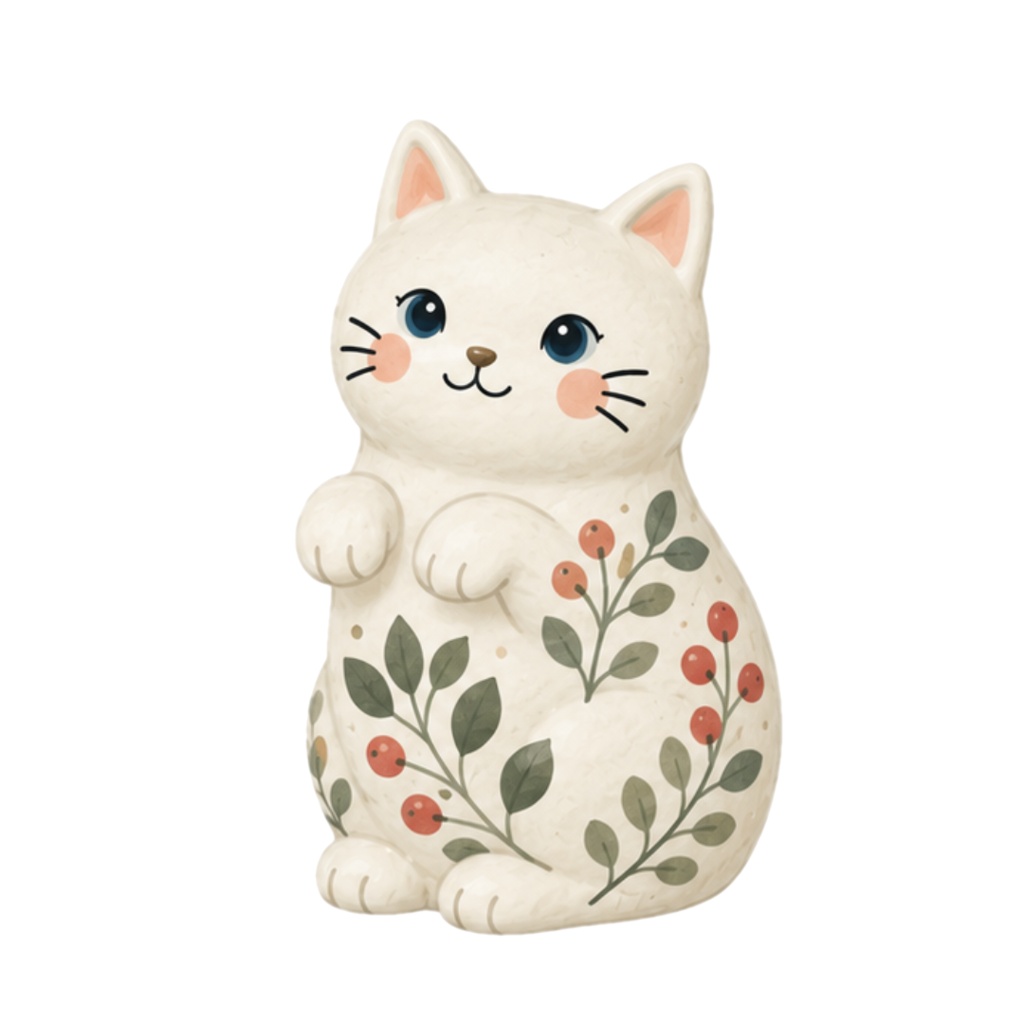 Nordic Ceramic Cats Clipart Collection 30 Matte PNG Illustrations
