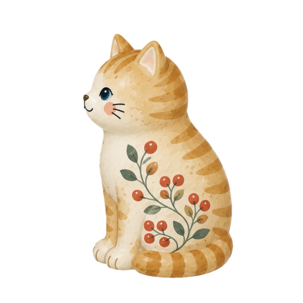 Nordic Ceramic Cats Clipart Collection 30 Matte PNG Illustrations
