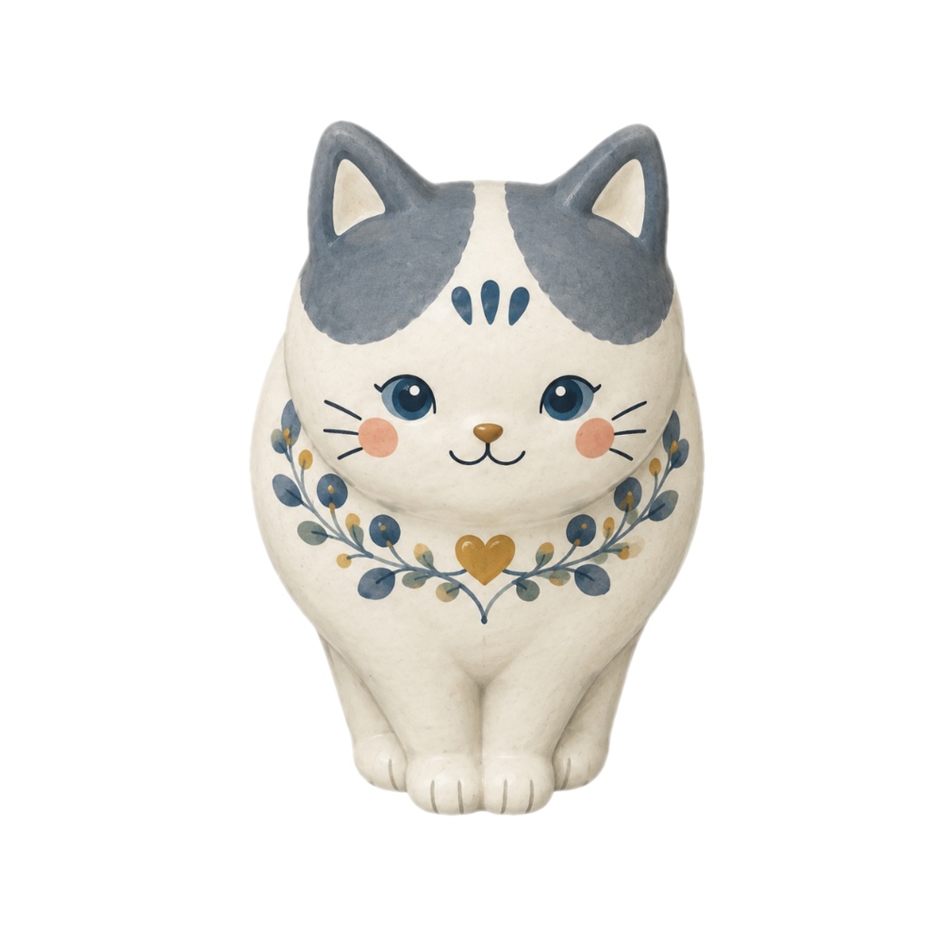 Nordic Ceramic Cats Clipart Collection 30 Matte PNG Illustrations