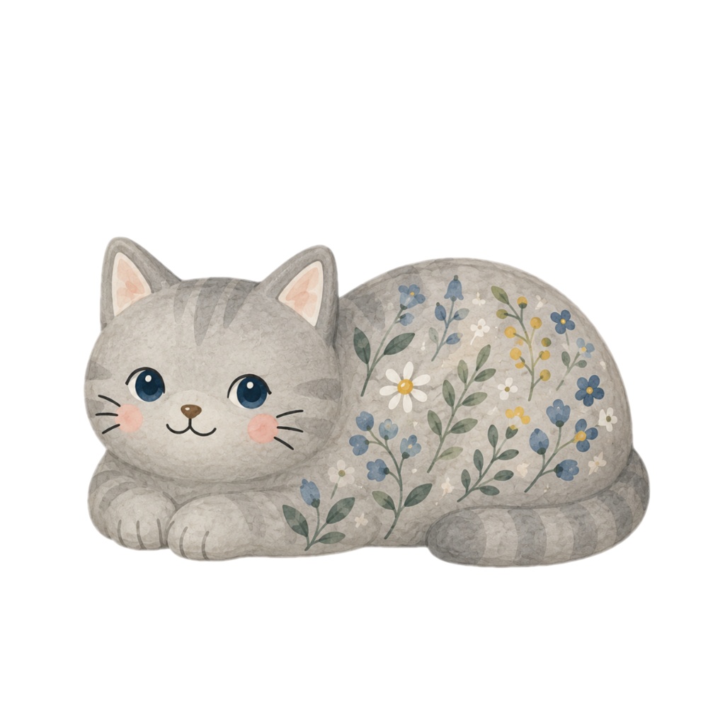 Nordic Ceramic Cats Clipart Collection 30 Matte PNG Illustrations