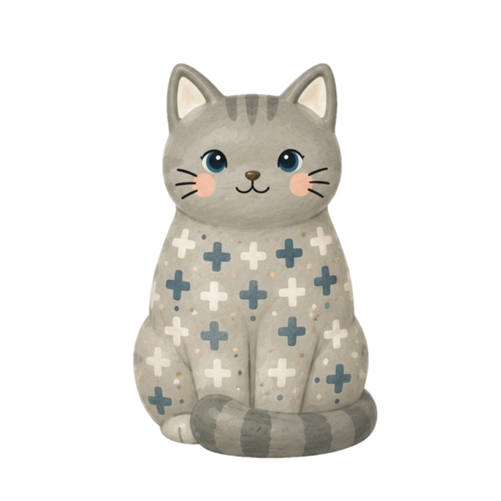 Nordic Ceramic Cats Clipart Collection 30 Matte PNG Illustrations