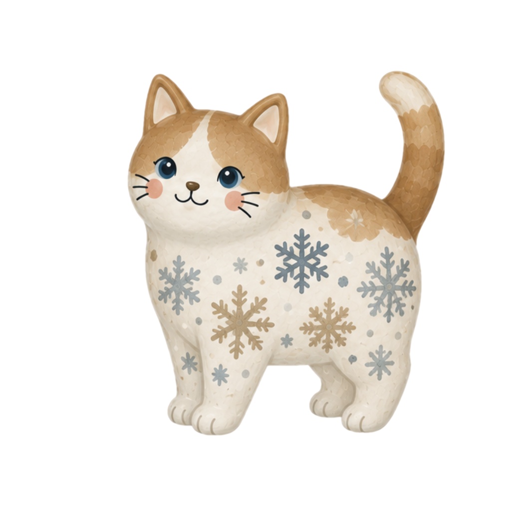 Nordic Ceramic Cats Clipart Collection 30 Matte PNG Illustrations