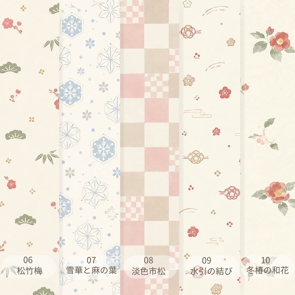 冬・お正月の和柄デジタルペーパー 10種