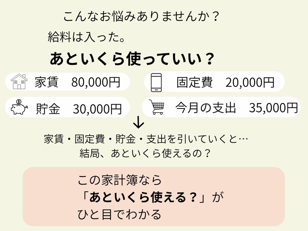 あといくら使える? 1人暮らし家計簿|Excel家計簿テンプレート