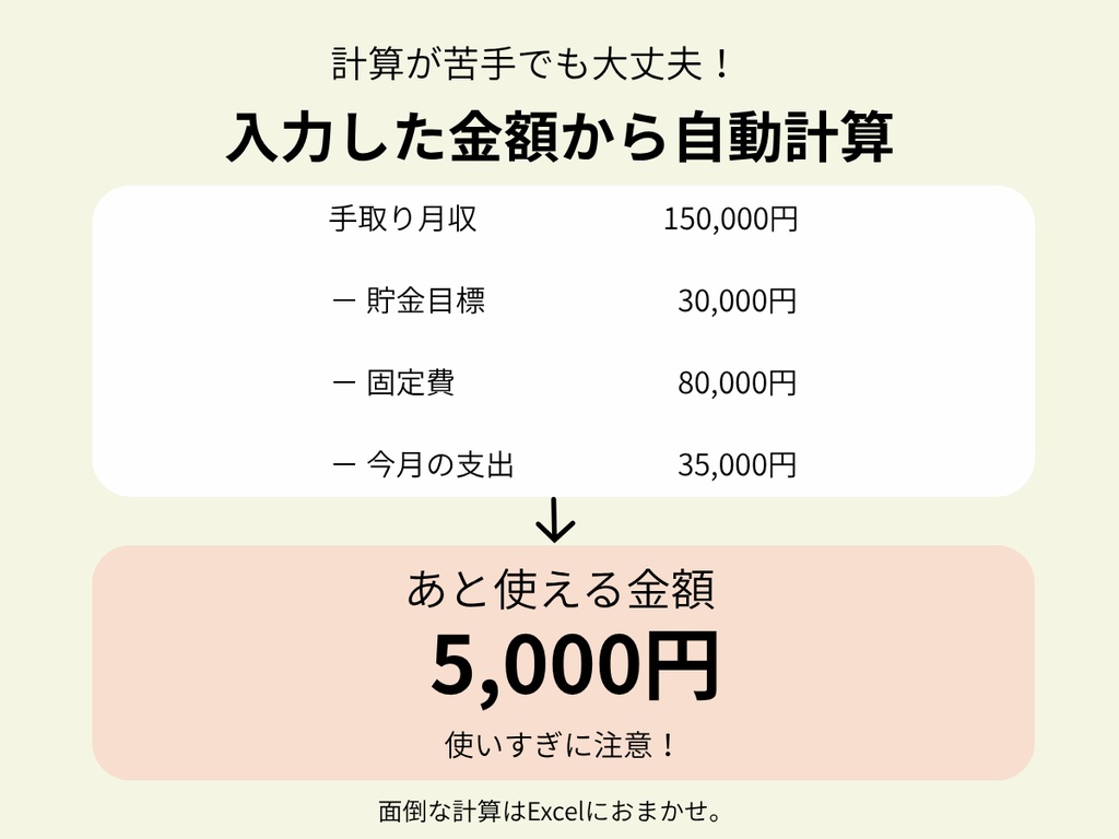 あといくら使える? 1人暮らし家計簿|Excel家計簿テンプレート