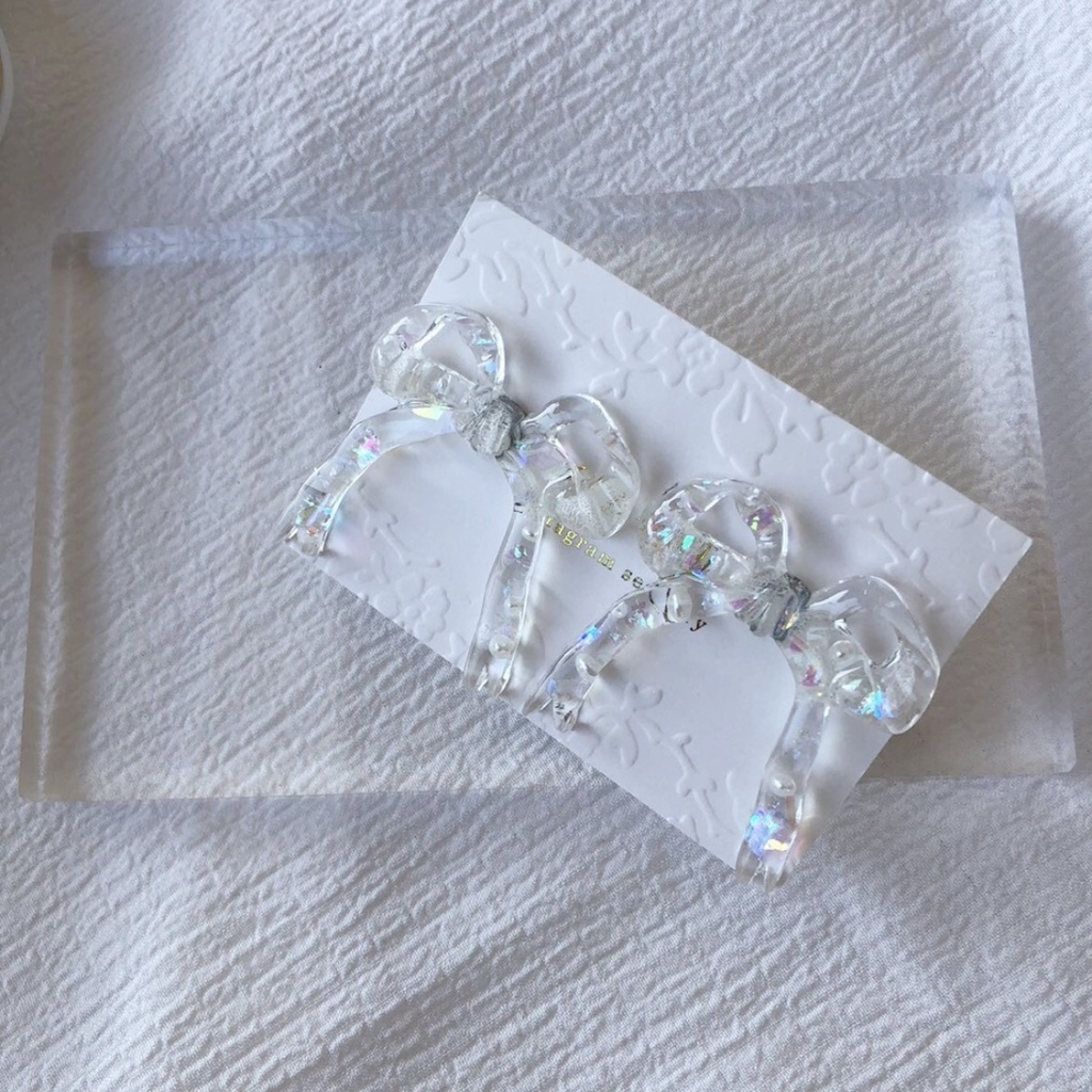 no.8 紫陽花とパールのリボンピアス ribbon ホワイトアナベル パール レジンピアス ハンドメイドピアス