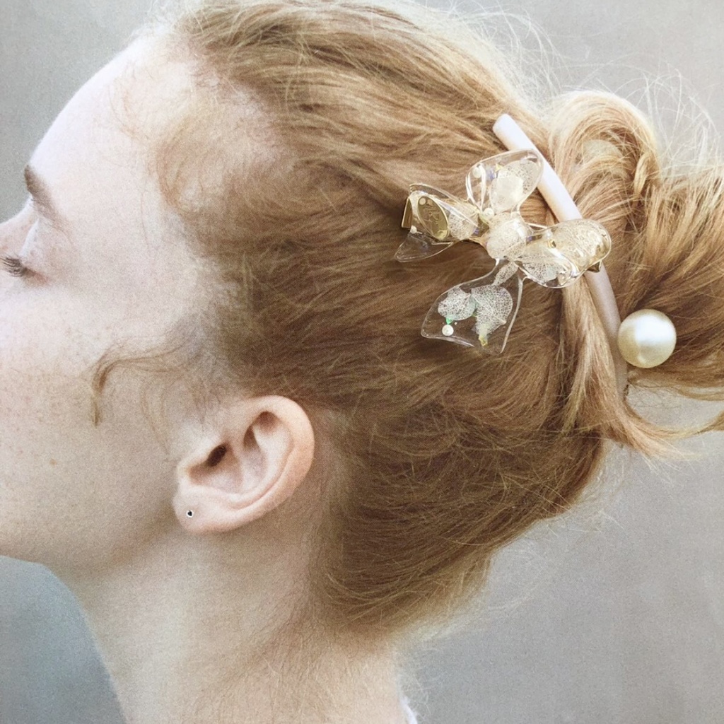 no.9 sale 紫陽花とパールのリボンヘアクリップ あじさい ホワイトアナベル パール ribbon レジンクリップ ヘアアクセサリー ハンドメイドクリップ