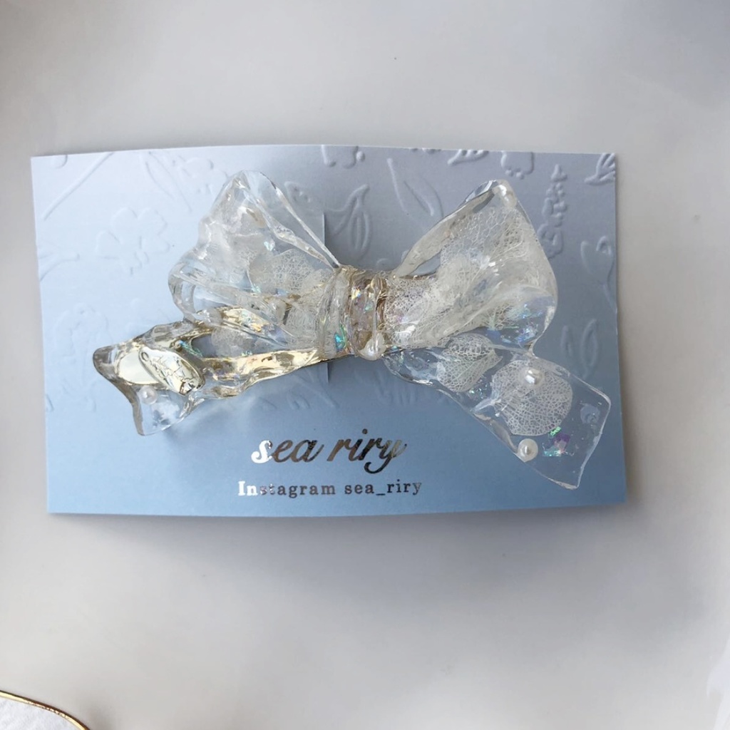 no.10 紫陽花とパールのリボンヘアクリップ ホワイトアナベル パール ribbon ヘアクリップ ヘアアクセサリー ハンドメイドクリップ