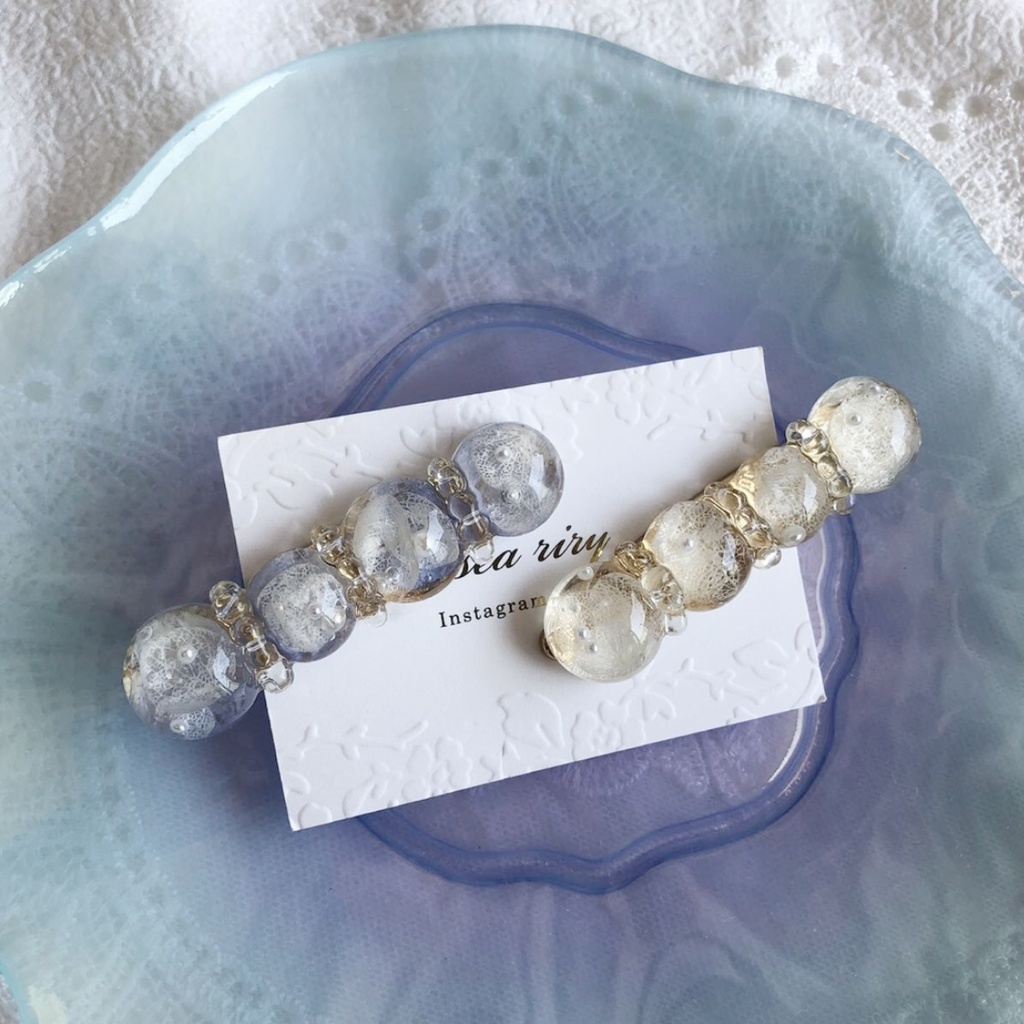 no.13 sale 限定セット ネモフィラと紫陽花のヘアクリップ 2点セット レジンヘアクリップ ヘアアクセサリー ハンドメイド