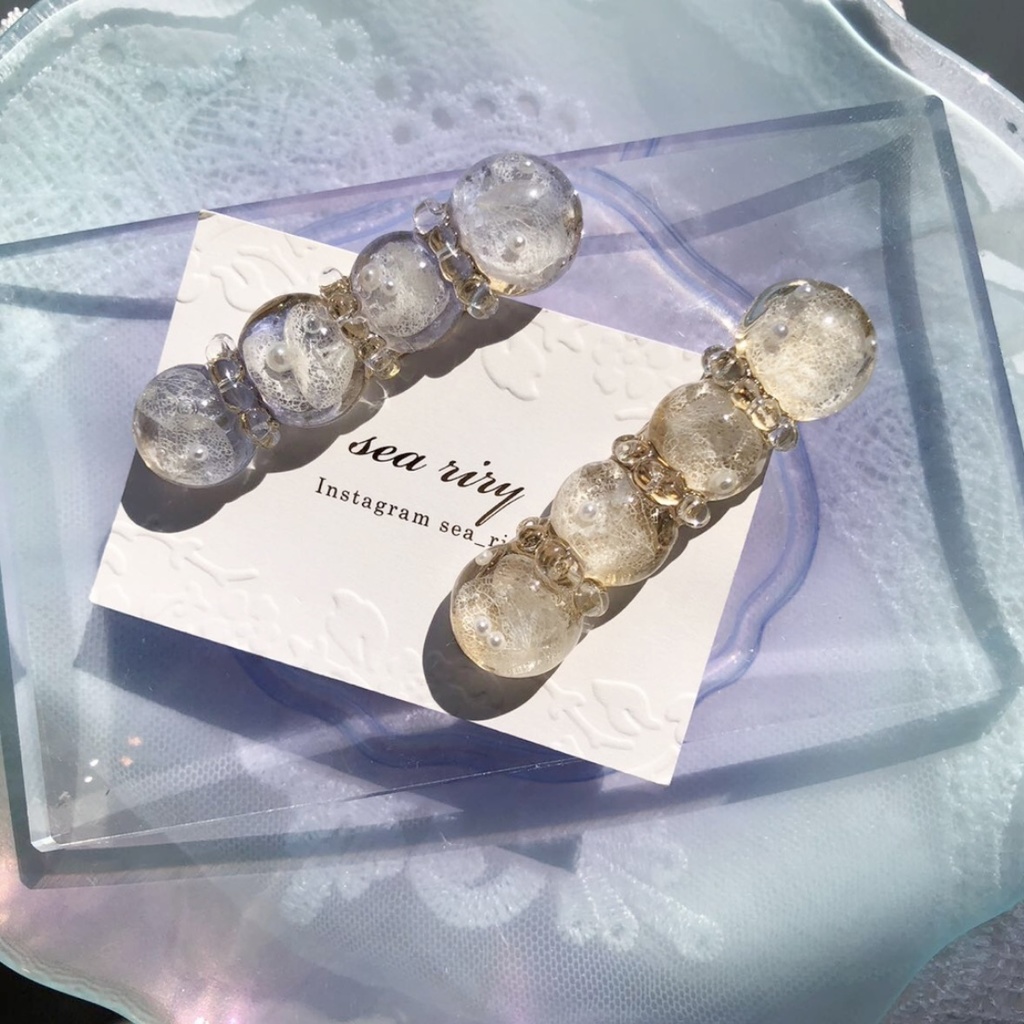 no.13 sale 限定セット ネモフィラと紫陽花のヘアクリップ 2点セット レジンヘアクリップ ヘアアクセサリー ハンドメイド