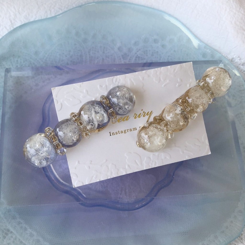 no.13 sale 限定セット ネモフィラと紫陽花のヘアクリップ 2点セット レジンヘアクリップ ヘアアクセサリー ハンドメイド