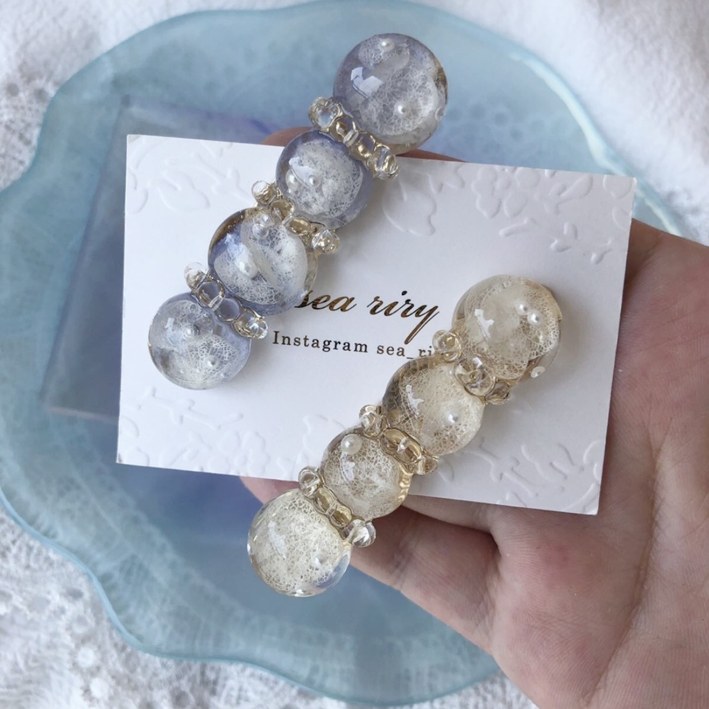 no.13 sale 限定セット ネモフィラと紫陽花のヘアクリップ 2点セット レジンヘアクリップ ヘアアクセサリー ハンドメイド