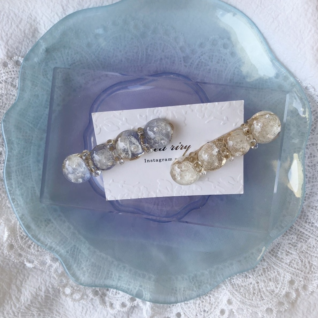 no.13 sale 限定セット ネモフィラと紫陽花のヘアクリップ 2点セット レジンヘアクリップ ヘアアクセサリー ハンドメイド