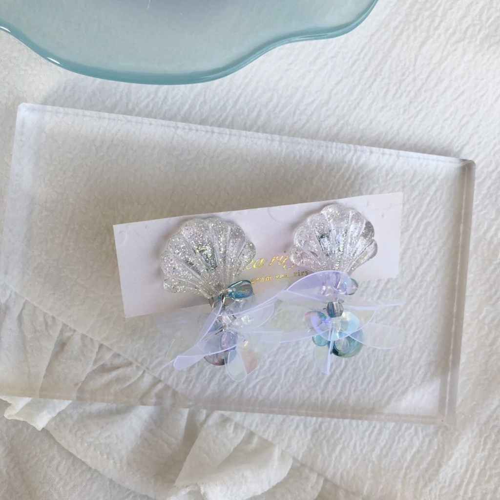 no.23 人魚姫のゆらゆらピアス マーメイド クリア オーロラ スズマル ニュイ レジンピアス