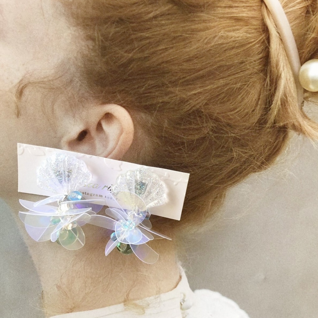 no.23 人魚姫のゆらゆらピアス マーメイド クリア オーロラ スズマル ニュイ レジンピアス