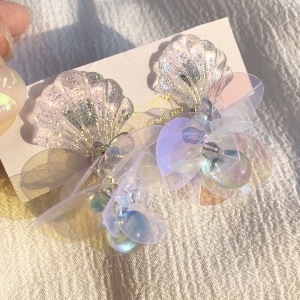 no.23 人魚姫のゆらゆらピアス マーメイド クリア オーロラ スズマル ニュイ レジンピアス