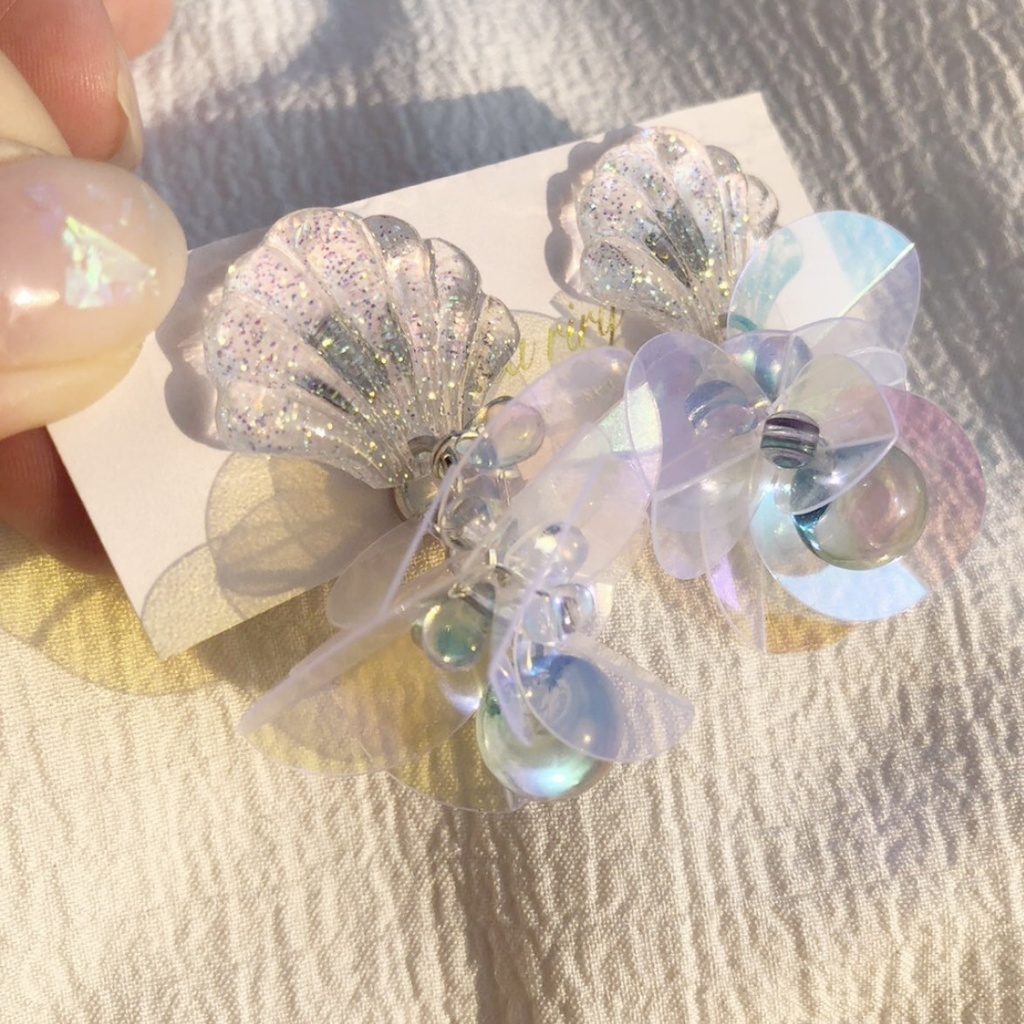 no.23 人魚姫のゆらゆらピアス マーメイド クリア オーロラ スズマル ニュイ レジンピアス