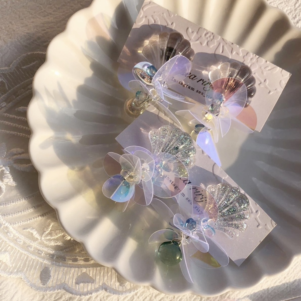 no.23 人魚姫のゆらゆらピアス マーメイド クリア オーロラ スズマル ニュイ レジンピアス