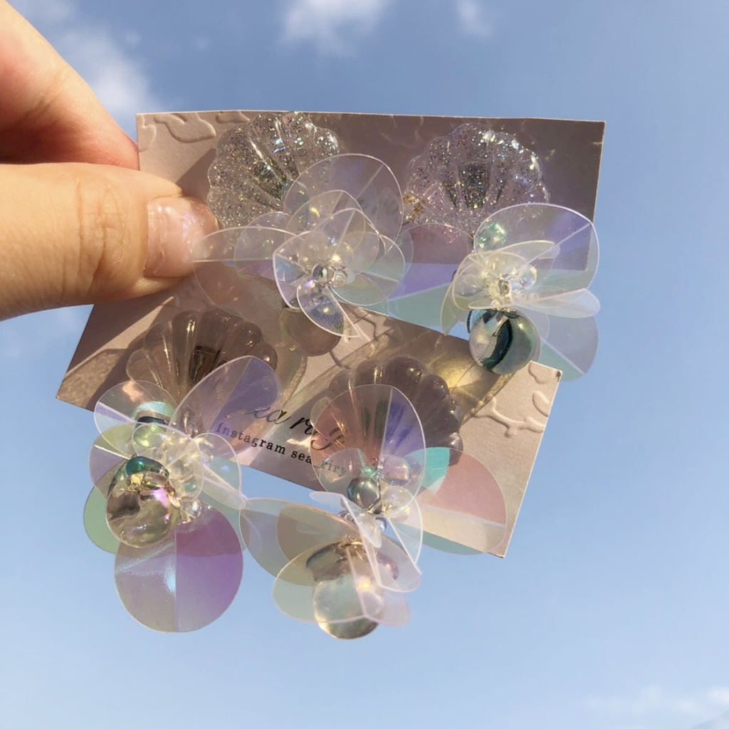 no.23 人魚姫のゆらゆらピアス マーメイド クリア オーロラ スズマル ニュイ レジンピアス