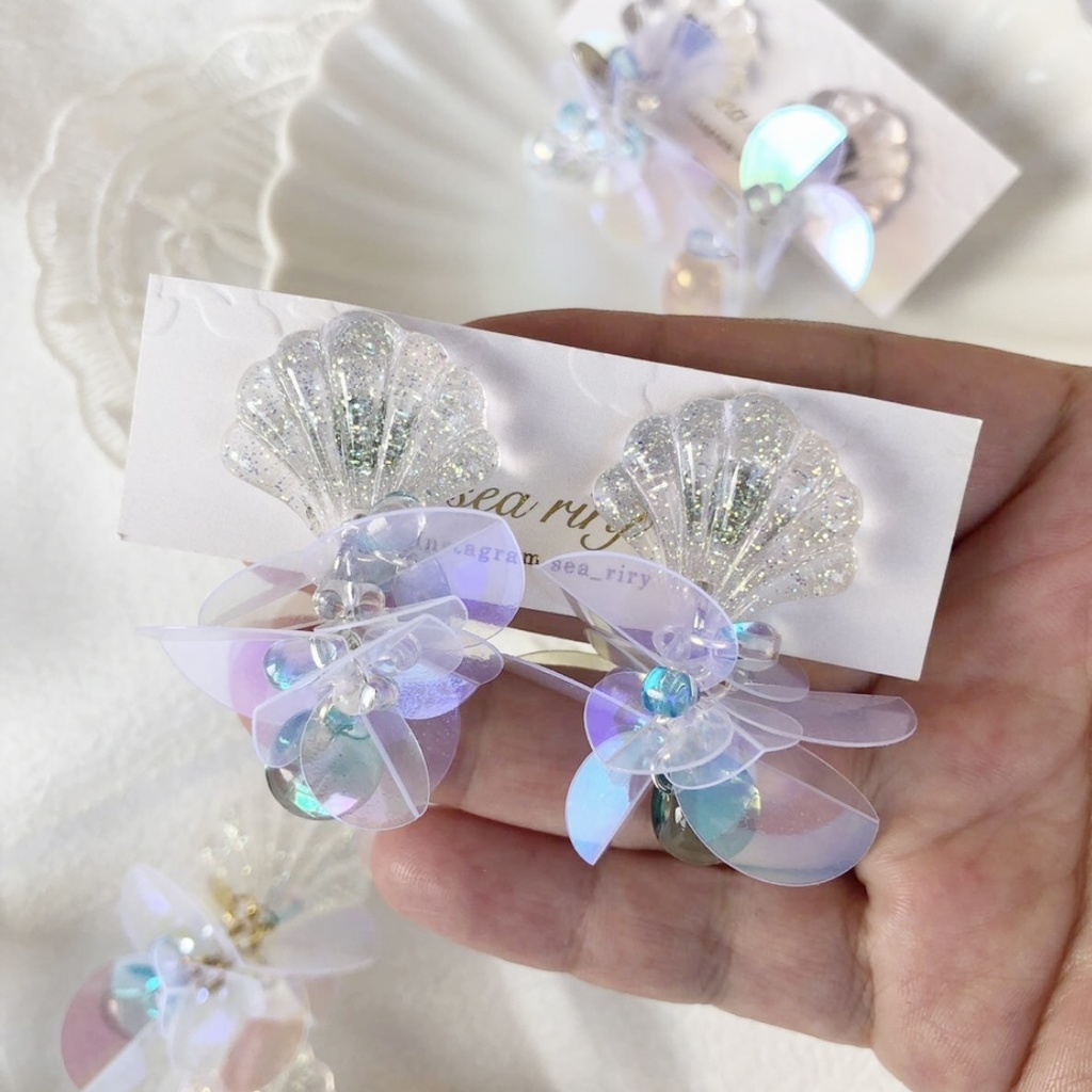 no.23 人魚姫のゆらゆらピアス マーメイド クリア オーロラ スズマル ニュイ レジンピアス