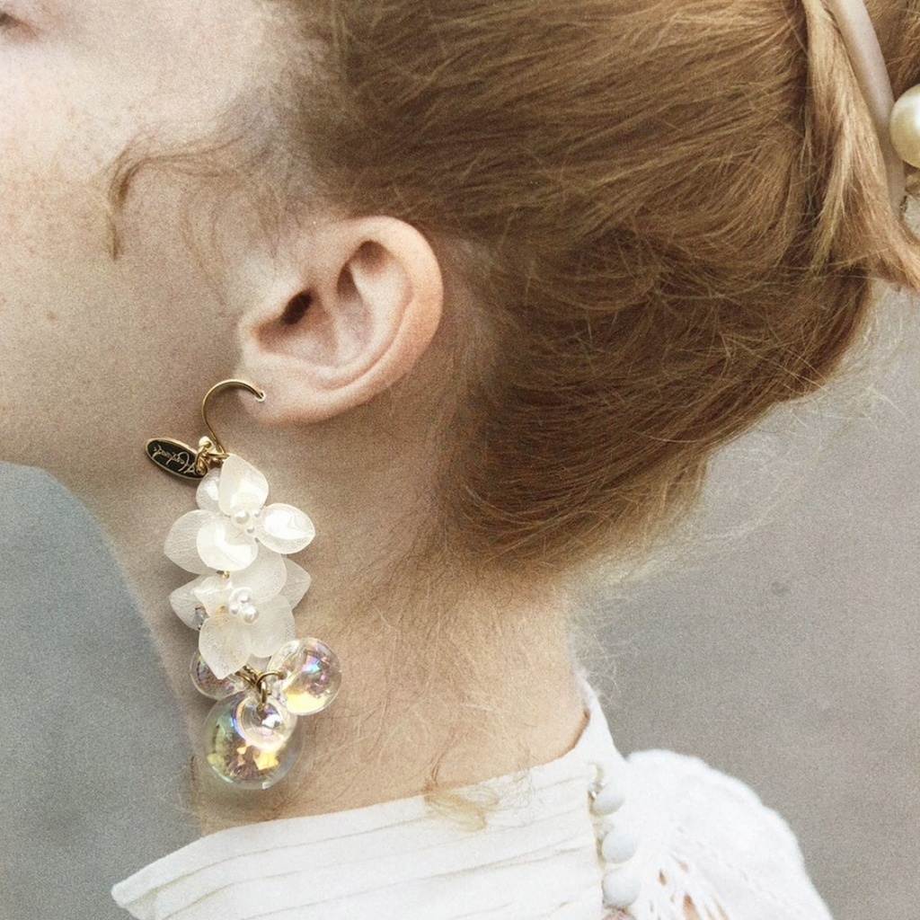 no.26 再販 flower bubble 紫陽花としゃぼん玉のゆらゆらピアス クリア オーロラ スズマル レジンピアス イヤリング