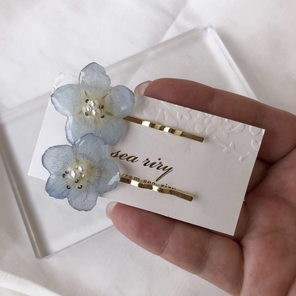 no.28 限定セット 淡色ブルーのネモフィラヘアピン ネモフィラ ヘアアクセサリー ピン留め レジンヘアピン ハンドメイド