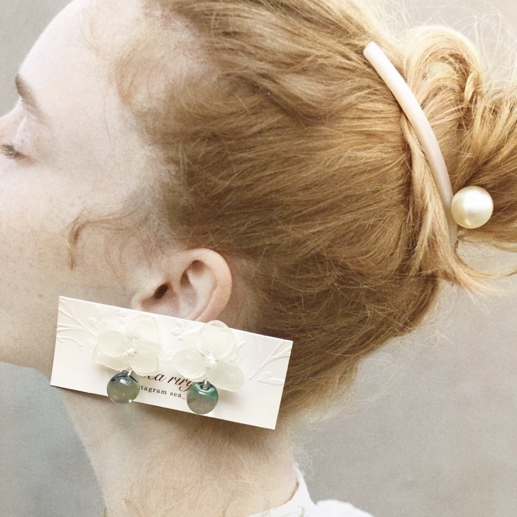 no.41 sale 紫陽花のゆらゆらピアス アンジュールカラー スズマル ニュイ アジサイ レジンピアス ハンドメイド