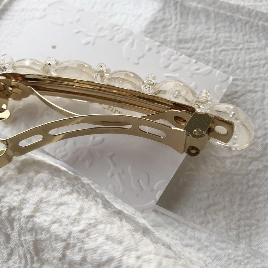 no.50 sale ブルー sold out 紫陽花のヘアバレッタアジサイ ホワイトアナベル ヘアアクセサリー