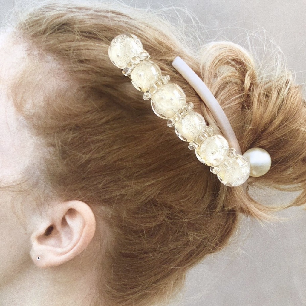 no.50 sale ブルー sold out 紫陽花のヘアバレッタアジサイ ホワイトアナベル ヘアアクセサリー