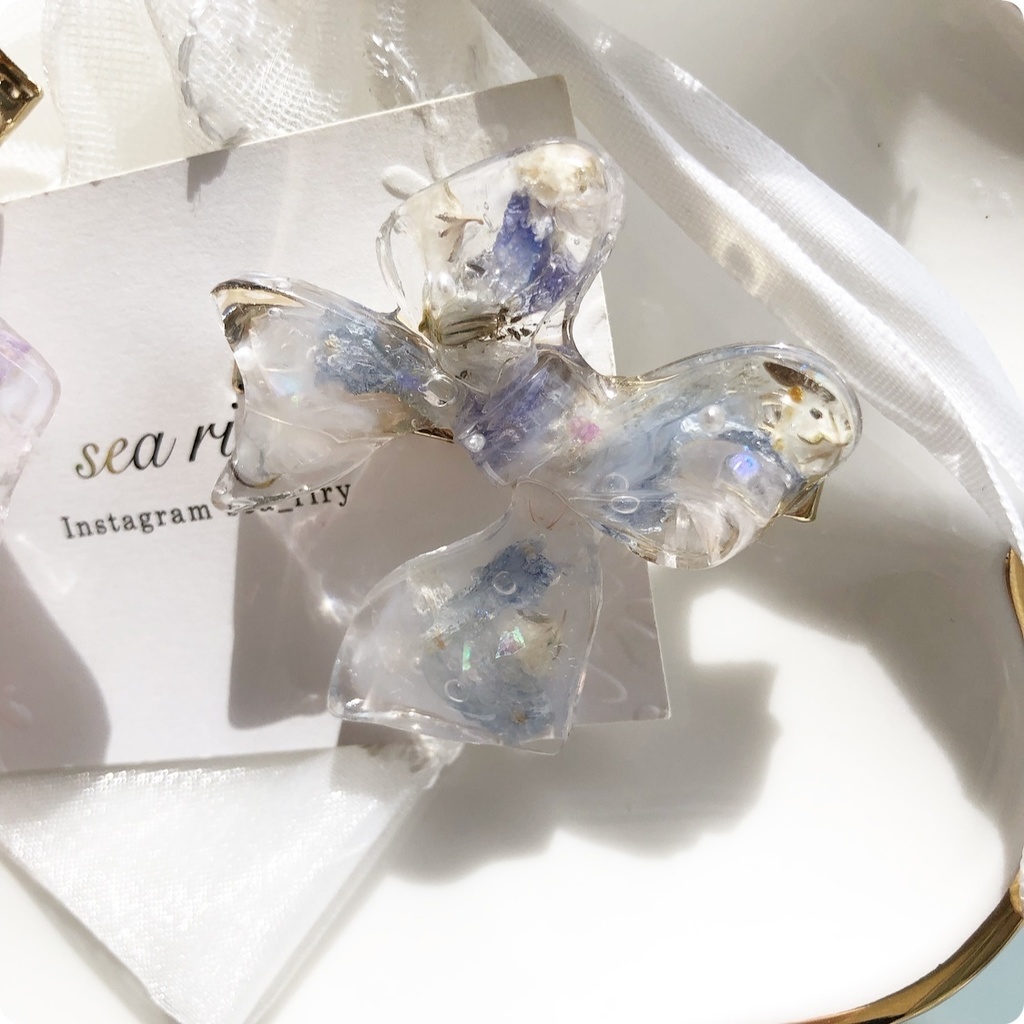 ハンドメイド バレッタ レジン かすみ草 真新しい ハンドメイド バレッタ レジン かすみ草 真新しい