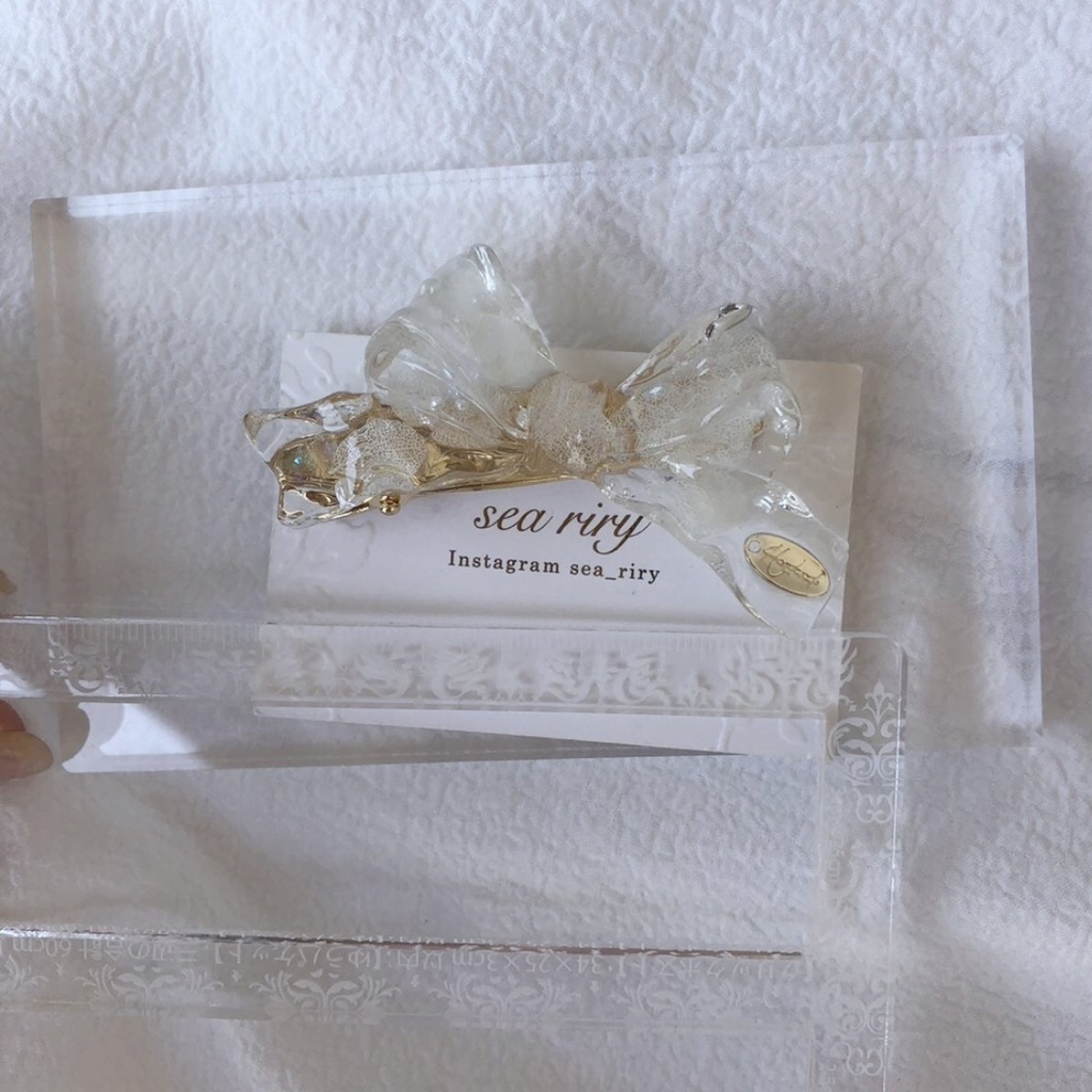 no.60 紫陽花とパールのリボンヘアクリップ あじさい パール ribbon ヘアクリップ ハンドメイド