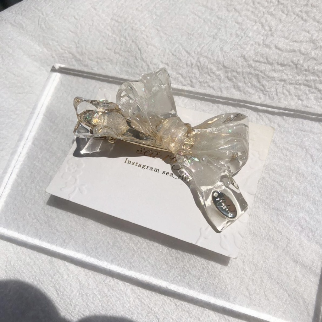 no.60 紫陽花とパールのリボンヘアクリップ あじさい パール ribbon ヘアクリップ ハンドメイド