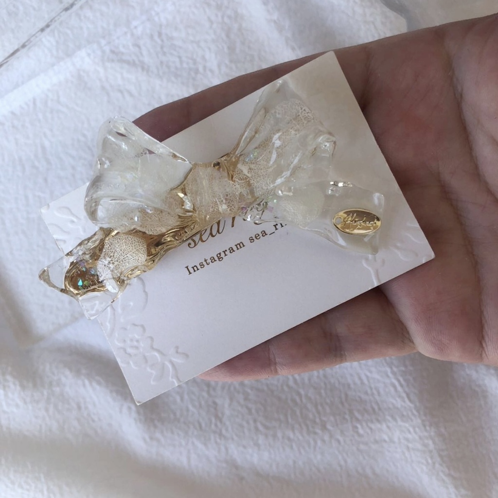 no.60 紫陽花とパールのリボンヘアクリップ あじさい パール ribbon ヘアクリップ ハンドメイド