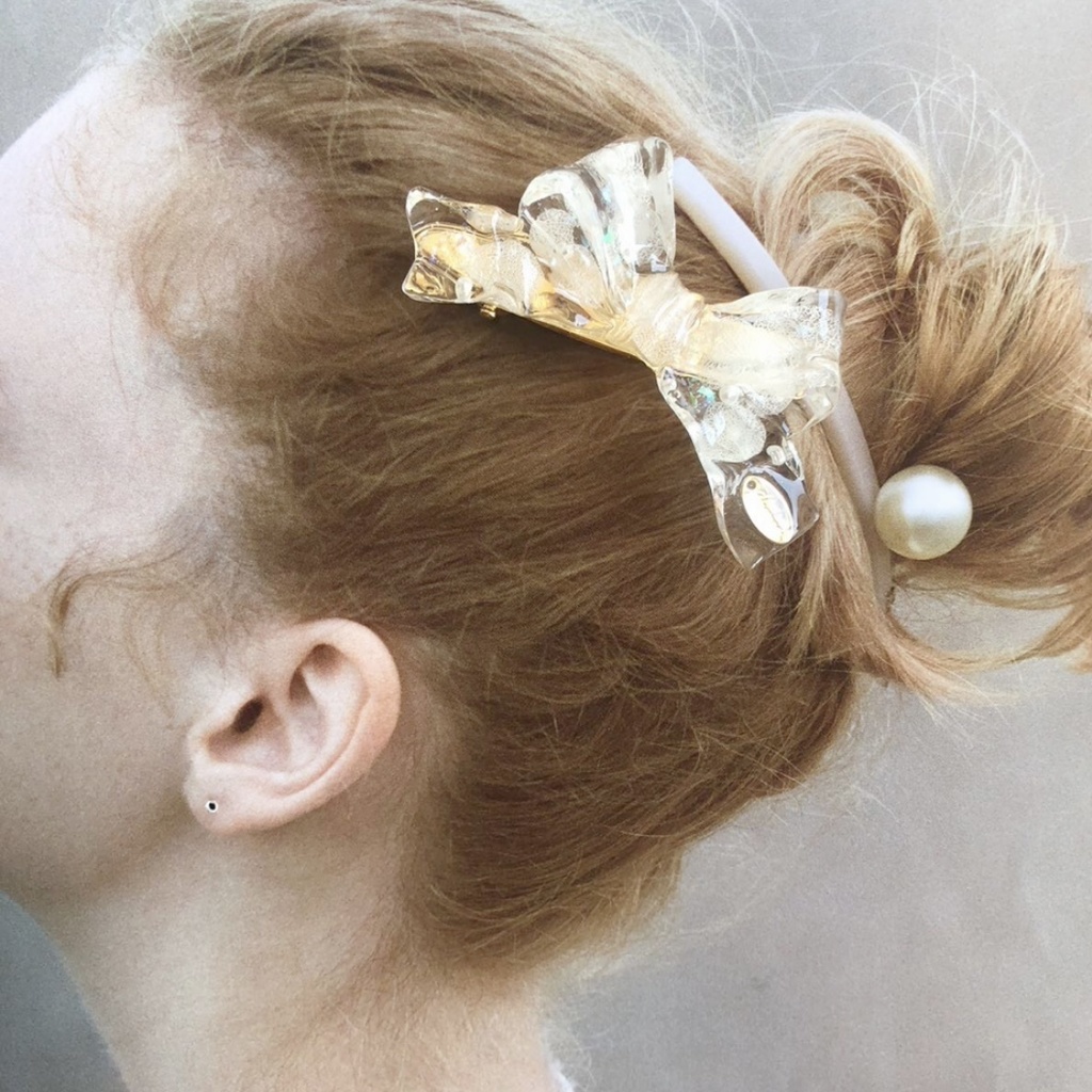 no.60 紫陽花とパールのリボンヘアクリップ あじさい パール ribbon ヘアクリップ ハンドメイド