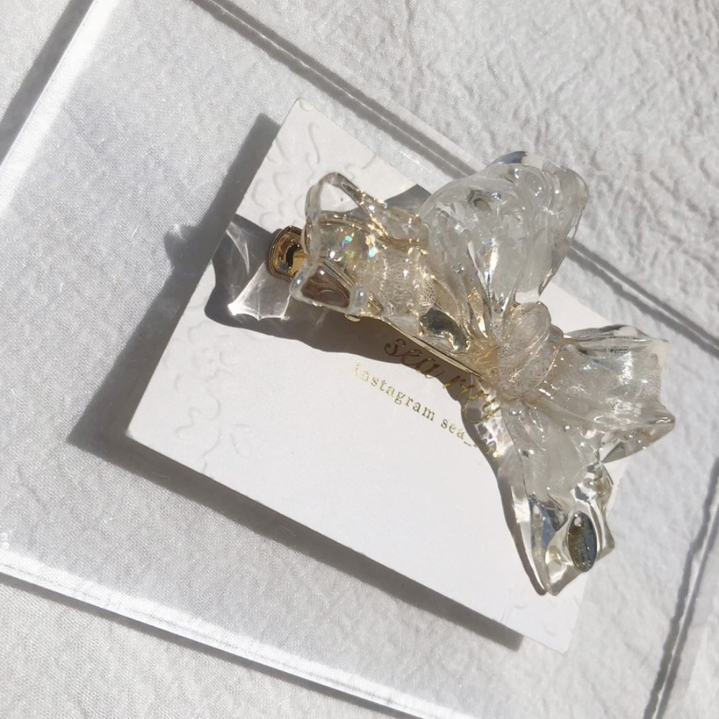 no.60 紫陽花とパールのリボンヘアクリップ あじさい パール ribbon ヘアクリップ ハンドメイド