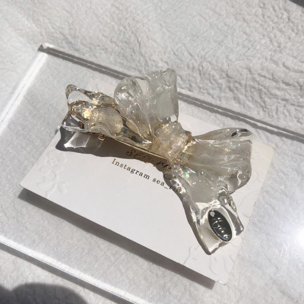 no.60 紫陽花とパールのリボンヘアクリップ あじさい パール ribbon ヘアクリップ ハンドメイド