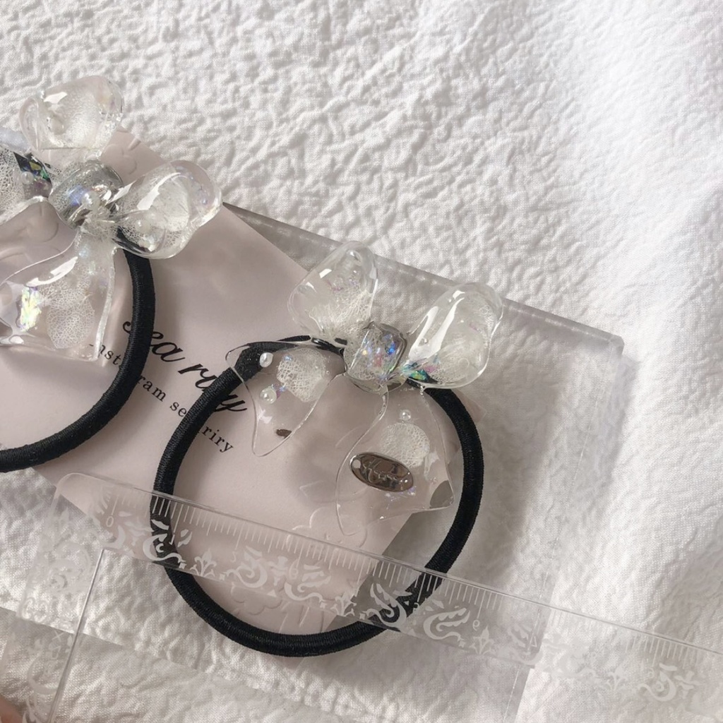 no.61 限定セット 紫陽花とパールのリボンヘアゴム アジサイ パール ribbon レジンヘアゴム ハンドメイド