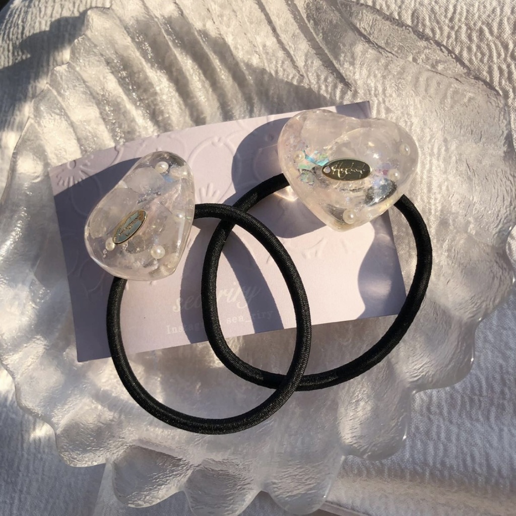 no.72 ローズクォーツのハートパールヘアゴム 限定セット 天然石 ハート パール ヘアゴム ハンドメイドヘアゴム