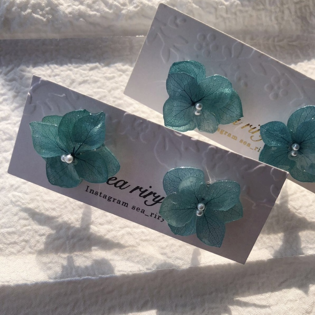 no.84 限定価格 紫陽花ピアス Blue lilac アジサイ パール ブルーライラック フラワーピアス ハンドメイドピアス