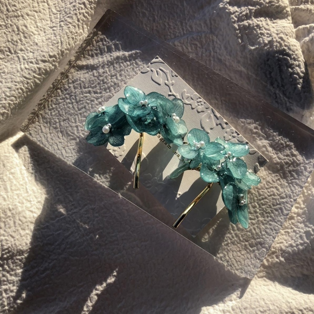 no.89 限定セット 紫陽花のポニーフック あじさい ブルーライラック Blue lilac パール ヘアアクセサリー 髪飾り ハンドメイド