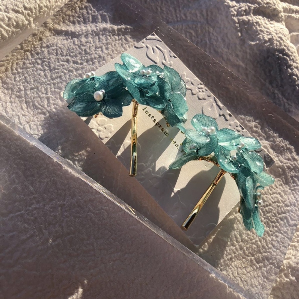 no.89 限定セット 紫陽花のポニーフック あじさい ブルーライラック Blue lilac パール ヘアアクセサリー 髪飾り ハンドメイド