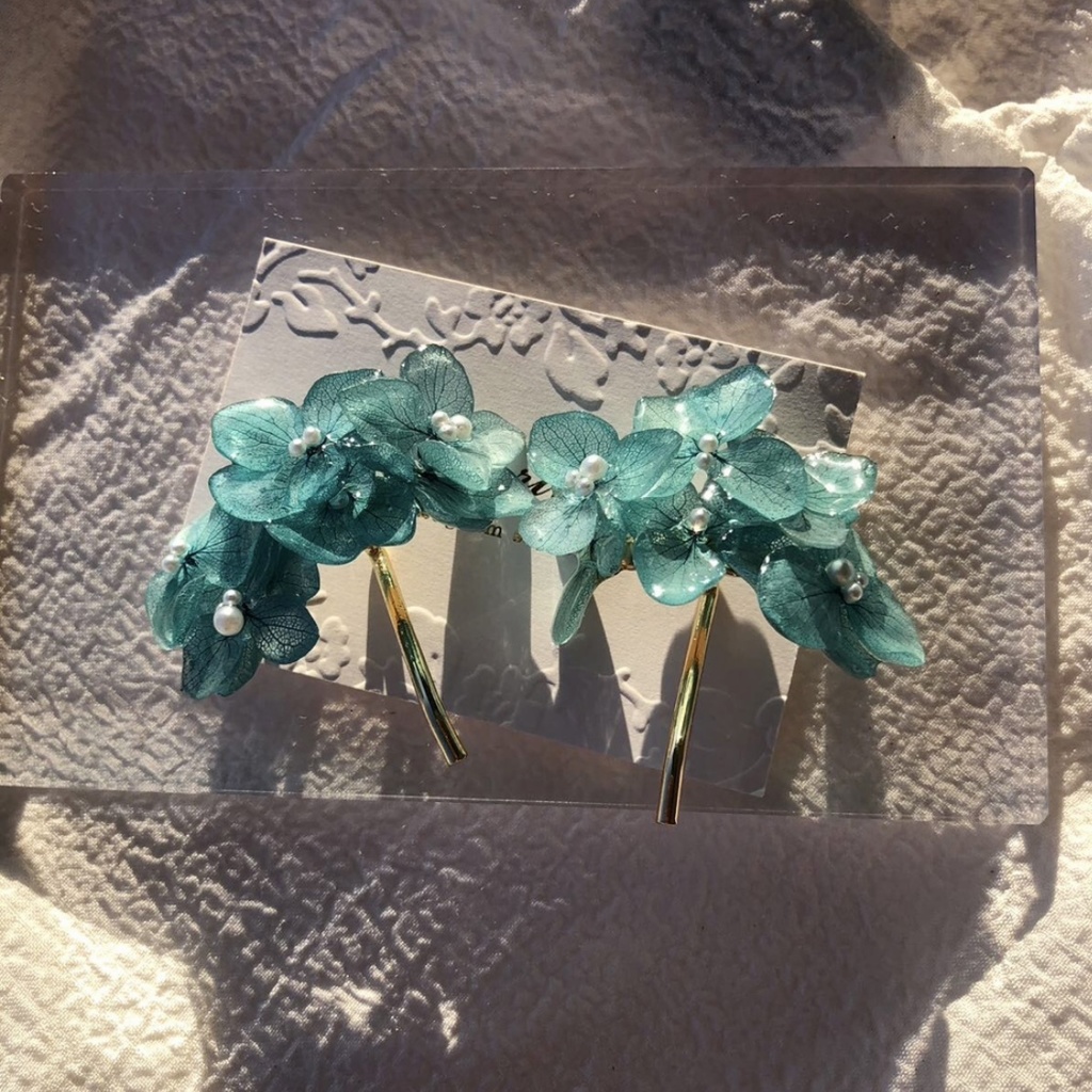 no.89 限定セット 紫陽花のポニーフック あじさい ブルーライラック Blue lilac パール ヘアアクセサリー 髪飾り ハンドメイド