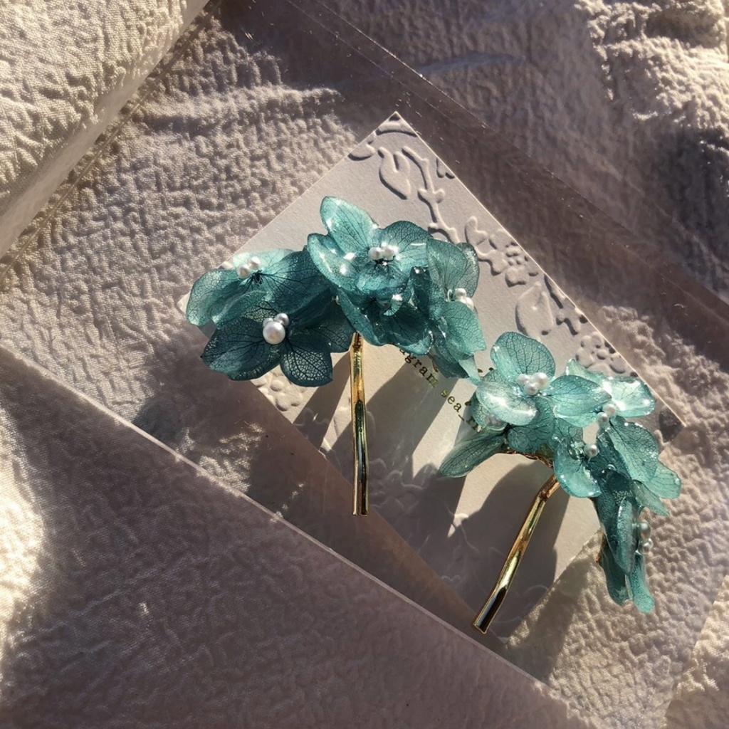 no.89 限定セット 紫陽花のポニーフック あじさい ブルーライラック Blue lilac パール ヘアアクセサリー 髪飾り ハンドメイド